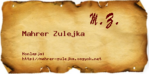 Mahrer Zulejka névjegykártya